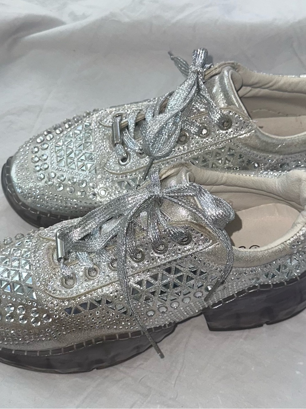 Mirror Embellished Silver Women’s Fashion Sneakers